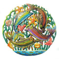 Handmade Coastal Nature Painted Playful Dolphins Recycled Steel Wall Art