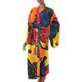 Paradise Peacock Handmade Artisan Designer Womens Clothing Fashion Yellow Gold Red Blue Black Batik Bath Robe Indonesia