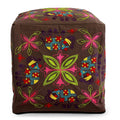 Handmade Cotton Rayon Elephant Blooms Ottoman Pouf Cover India