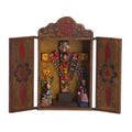 Handmade Cross Of Lamentation Painted Wood Retablo Peru