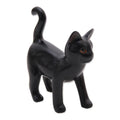 Handmade Curious Kitten In Black Wood Sculpture Indonesia 7.25 H X 6.25 W X 3 D