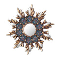 Handmade Cuzco Snowflake Wood And Reverse Painted Glass Wall Mirror Peru 7.75 H X 7.75 W X 1.2 D