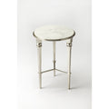 Butler Darrieux White And Silvertone Iron Marble Aluminum End Table