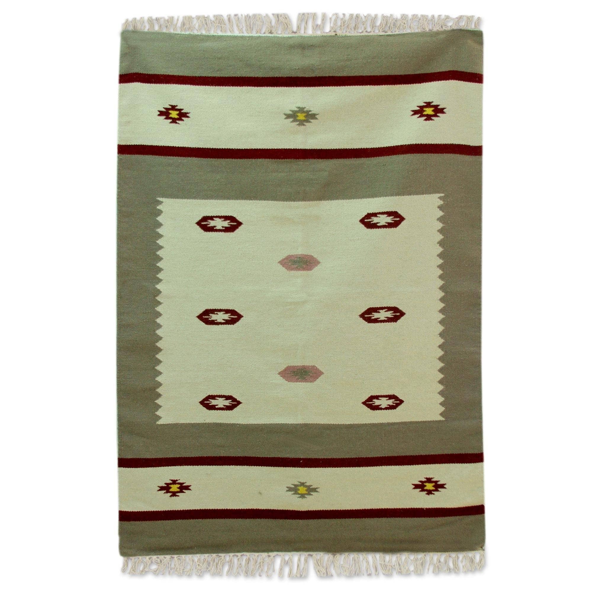 Handmade Desert Delight Wool Dhurrie Rug India Big