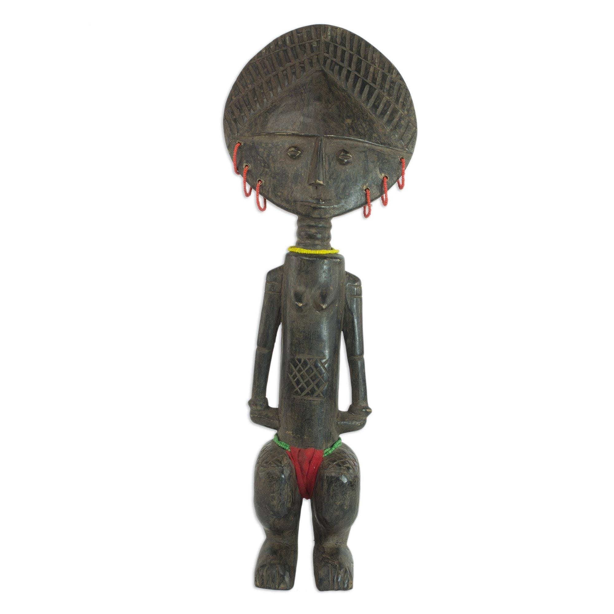 Handmade Dipo Ritual Wood Fertility Doll Ghana 48 X 18 X 10