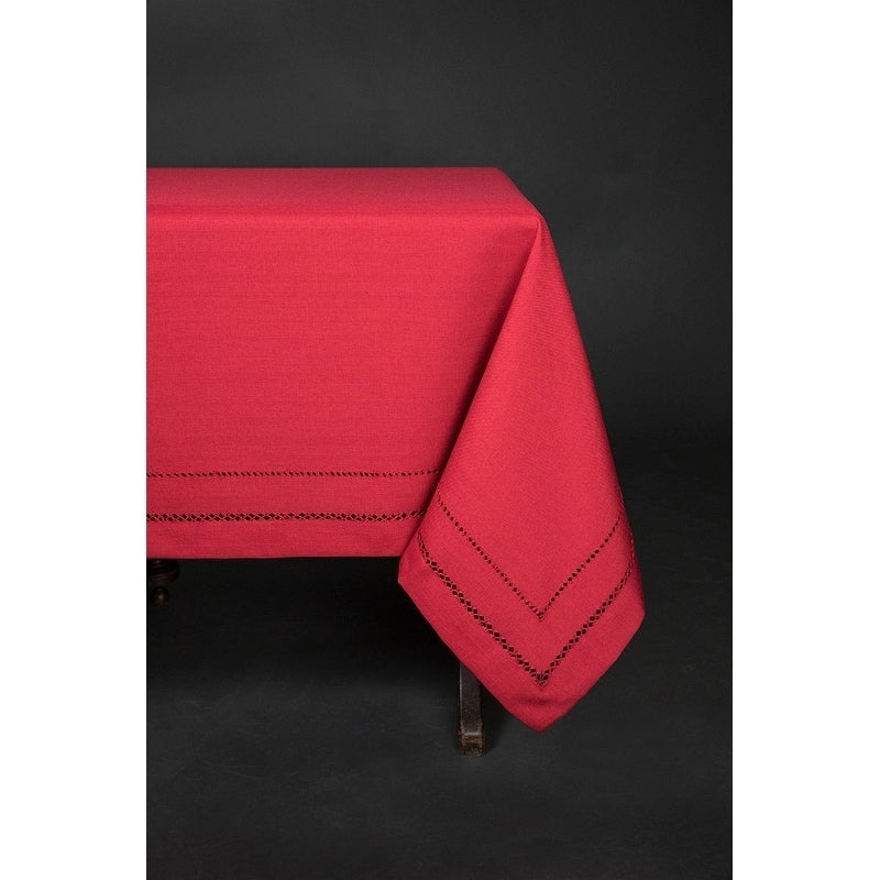Handmade Double Hemstitch Easy Care Tablecloth 60 By 84 Inch Red