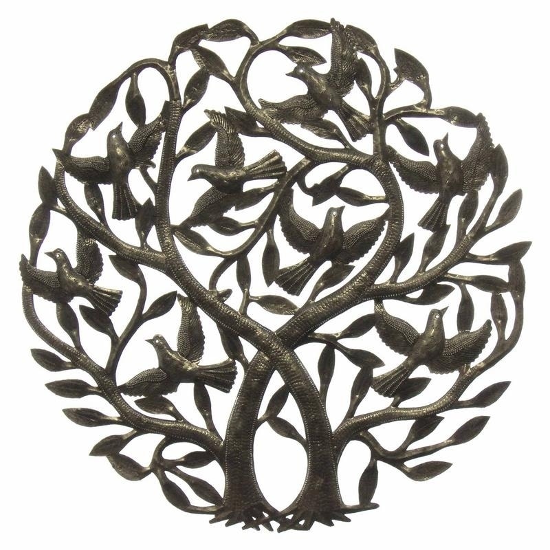 Handmade Double Tree Of Life Metal Wall Art 24 Inch Haiti