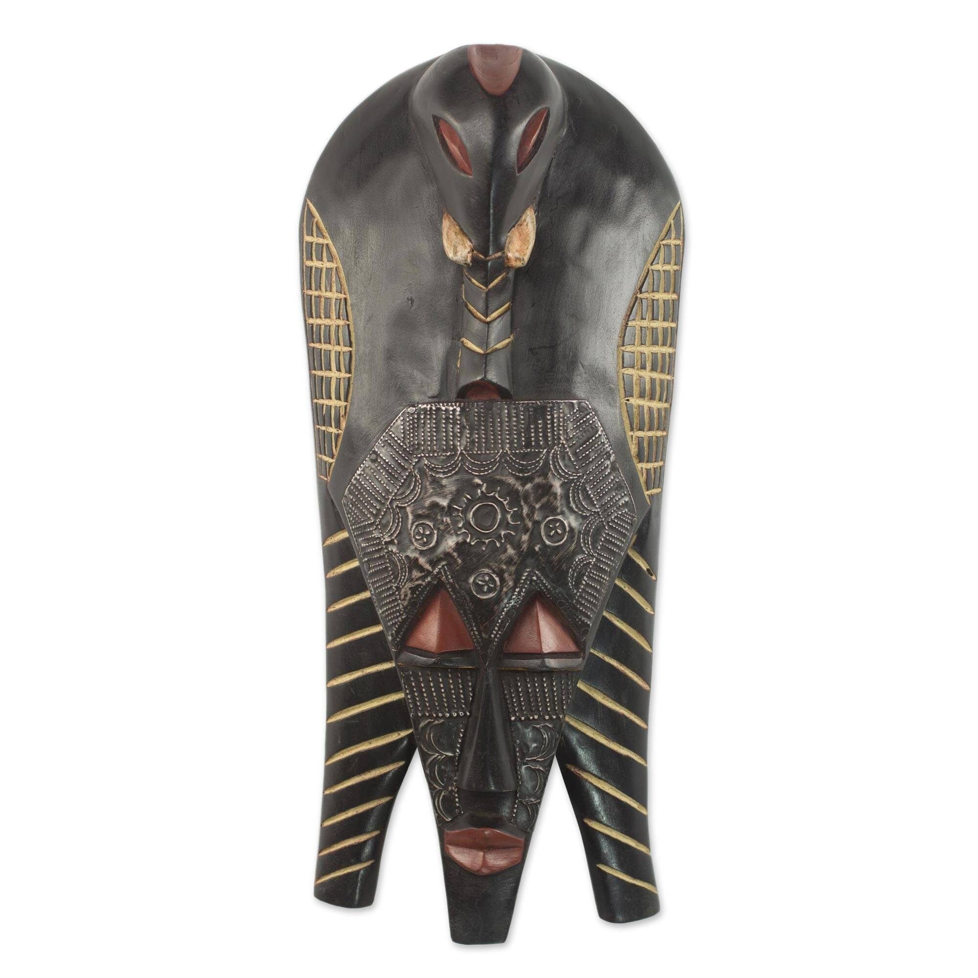 Handmade Elephant Glory African Wood Mask Ghana