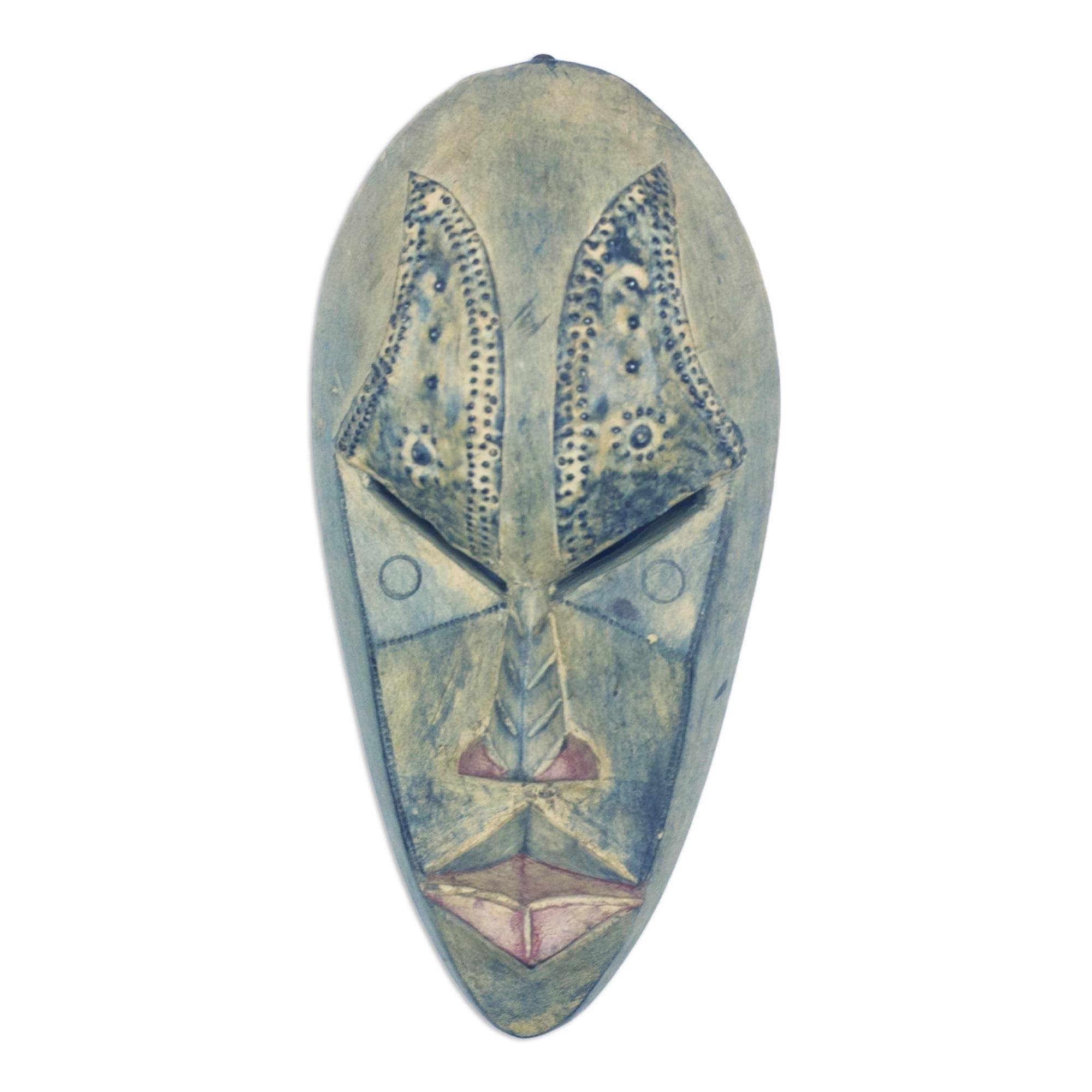 Handmade Ewe Wood Mask Brilliant Mind Ghana