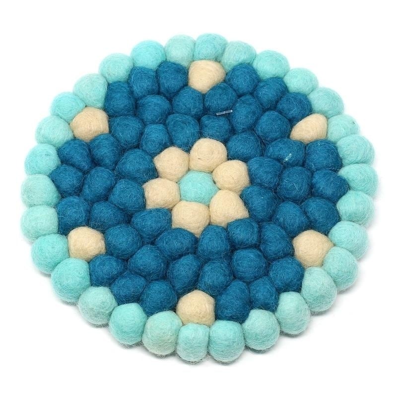 The Curated Nomad Southard Handmade Flower Power Felt Ball Trivet