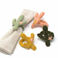 The Curated Nomad Thrift Felt Cactus Napkin Rings Set Of 4