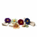 The Curated Nomad Thrift Handmade Felt Daisy Napkin Rings Set Of 6