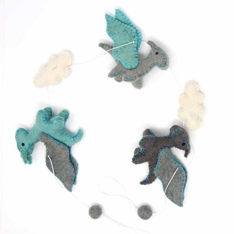 The Curated Nomad Thrift Handmade Felt Dragon Hanging Garland