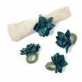 The Curated Nomad Thrift Handmade Felt Succulent Napkin Rings Set Of 4