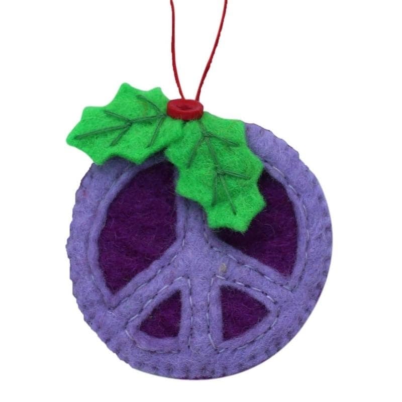Handmade Felted Wool Christmas Ornament Peace Sign