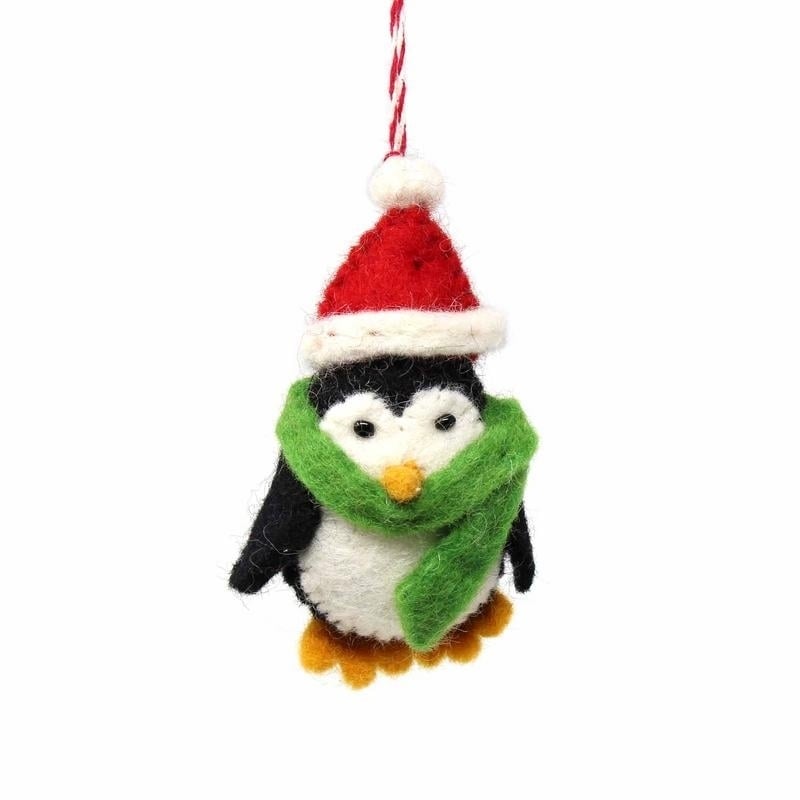 Handmade Felted Wool Christmas Ornament Penguin