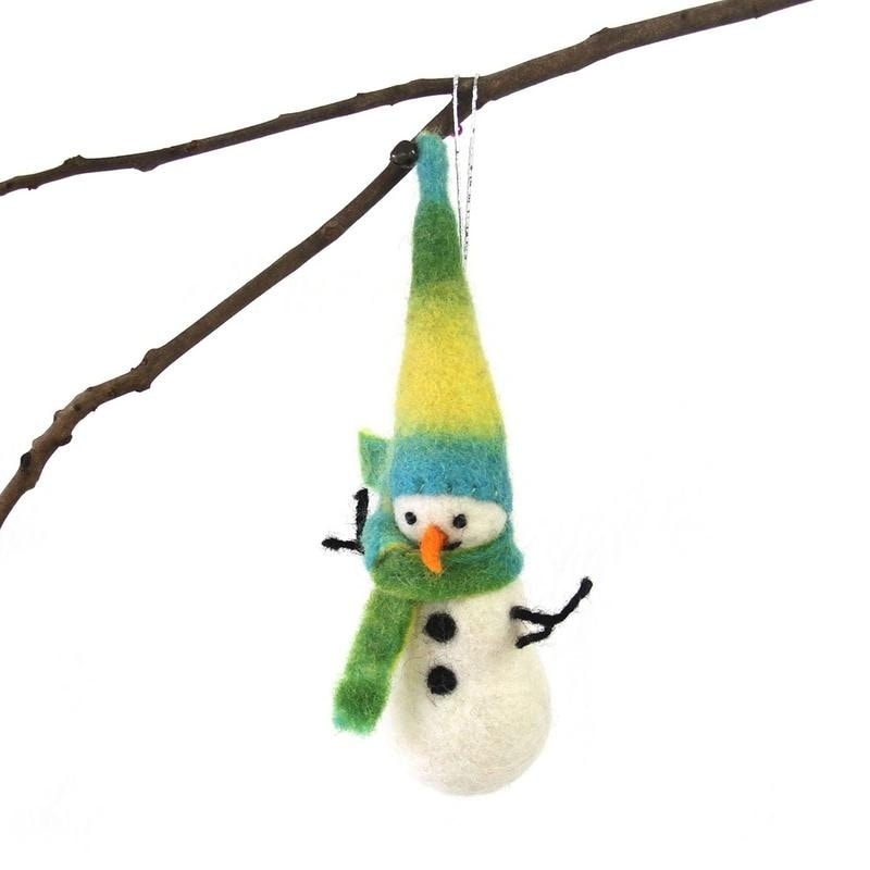 Handmade Felted Wool Christmas Ornament Snowman