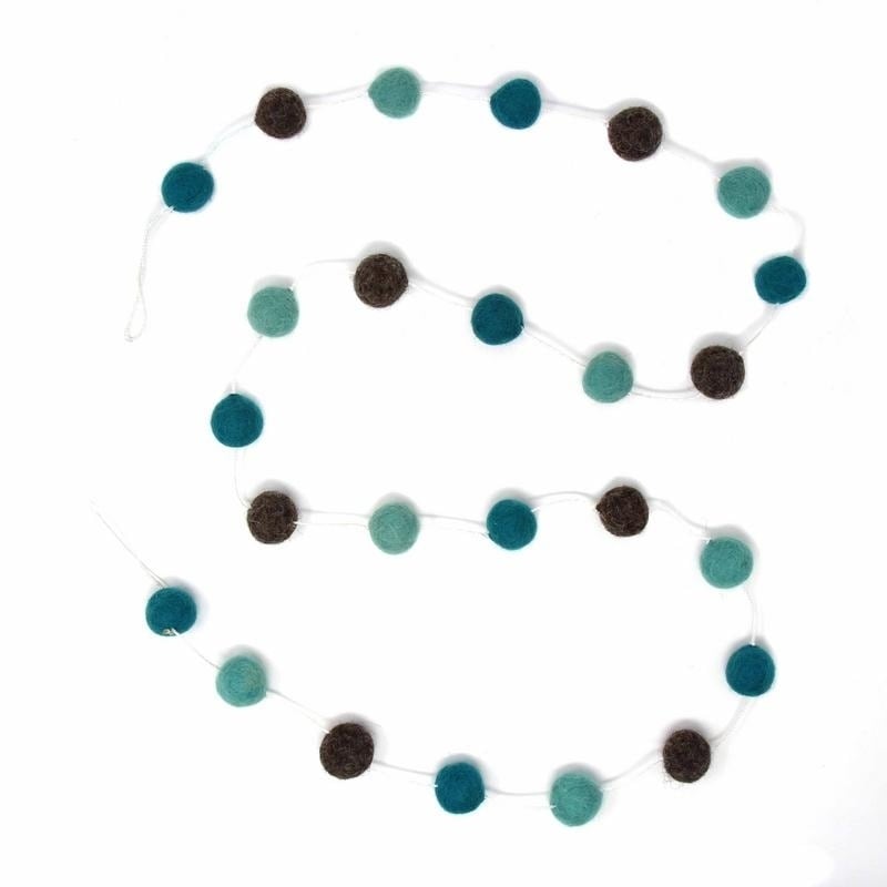 The Curated Nomad Thrift Handmade Felted Wool Pom Pom Hanging Garland Set Of 2