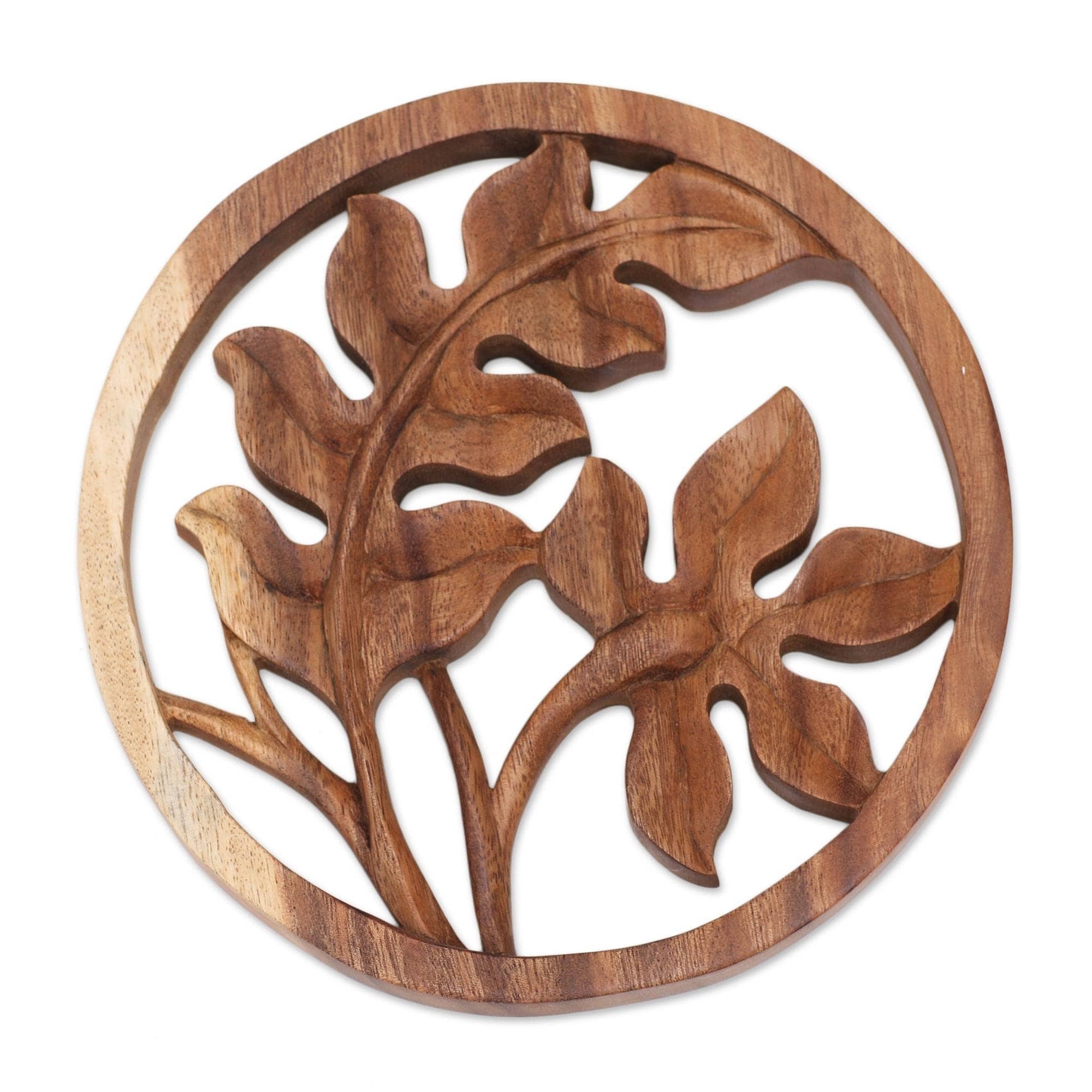 Handmade Fern Wood Relief Panel Indonesia