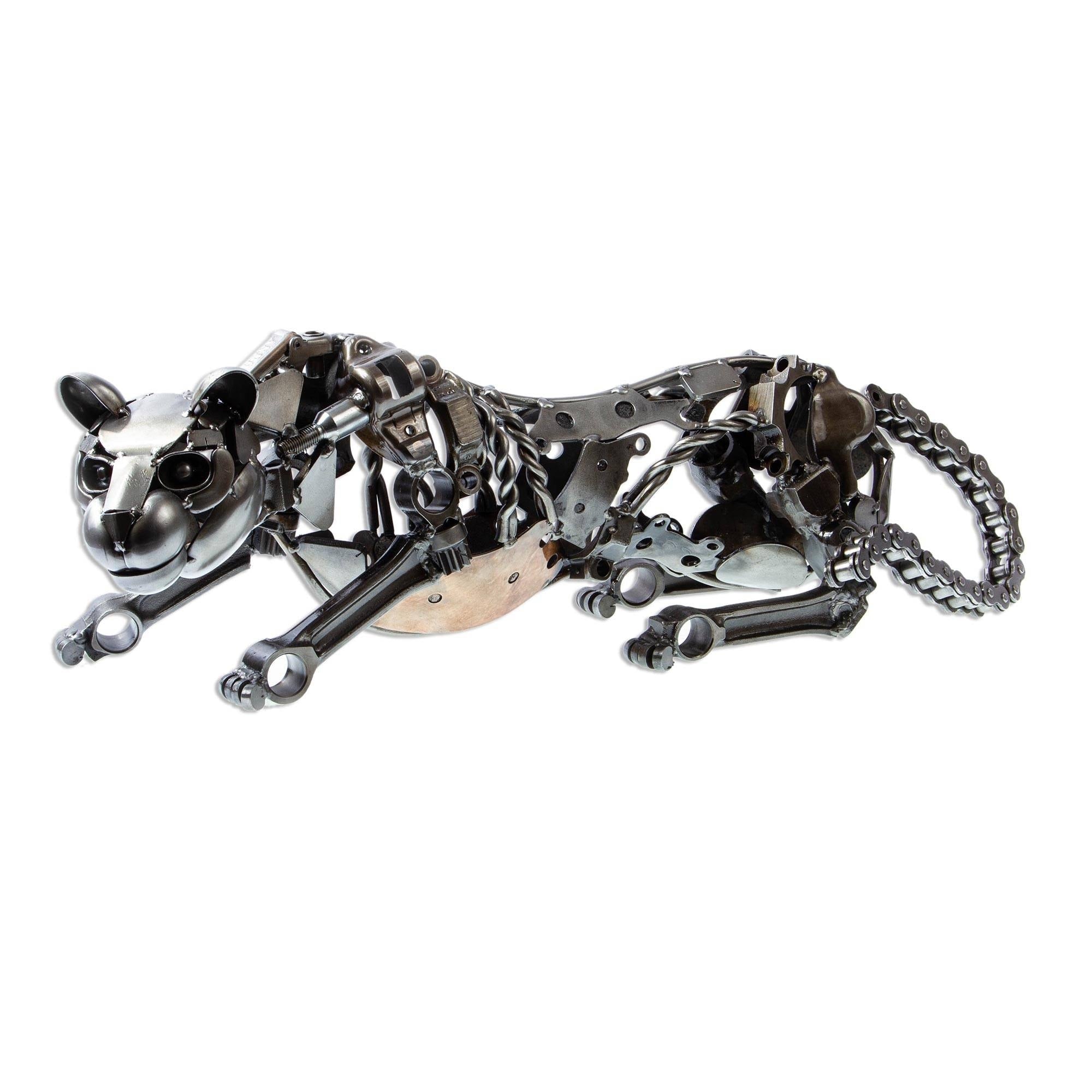 Handmade Fierce Panther Auto Part Sculpture Mexico 75 X 25 X 22