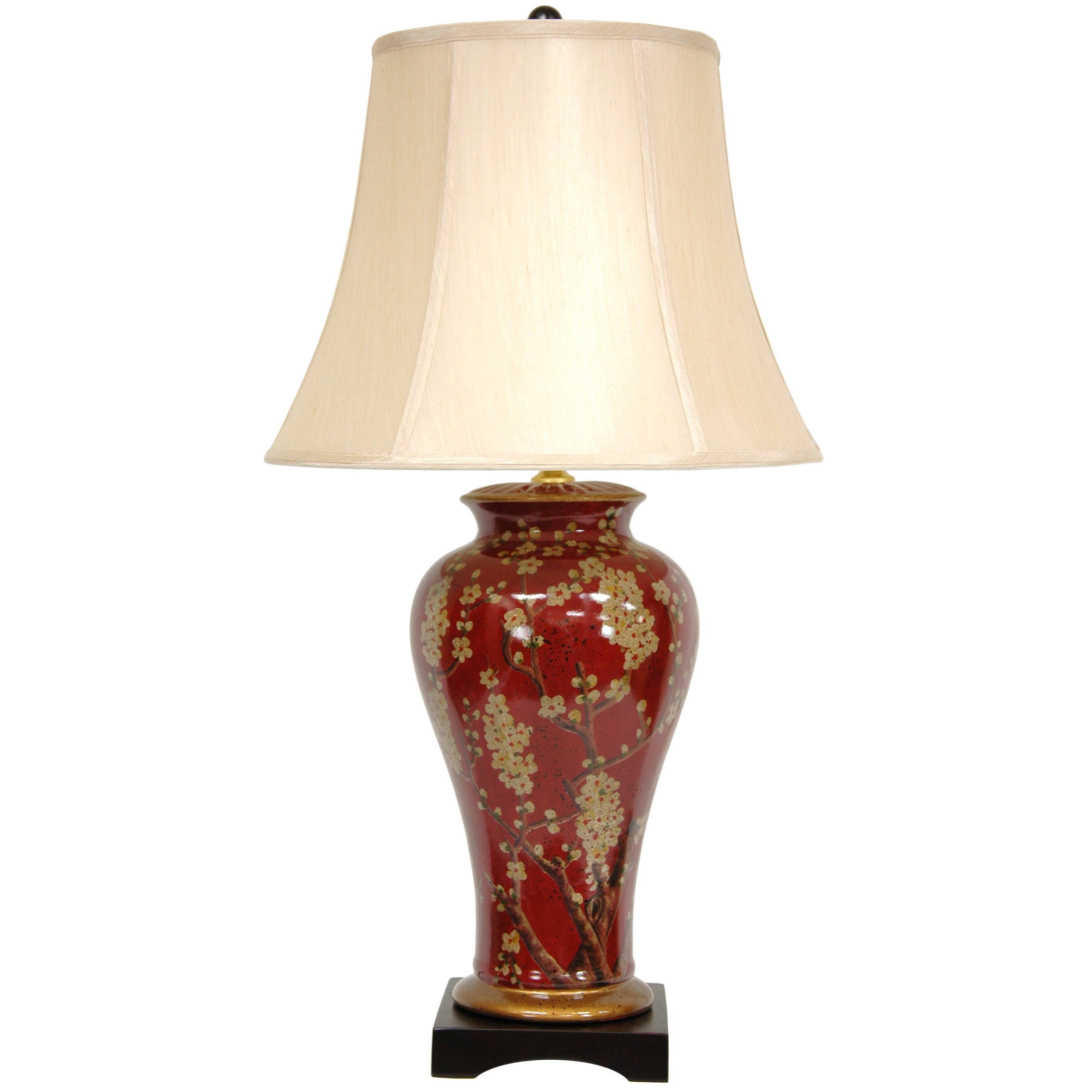 Handmade Floral Ecru Vase Lamp China