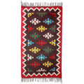 Handmade Floral Gala Wool Dhurrie Rug India Big