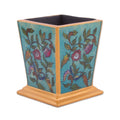 Handmade Flowering Companion Reverse Painted Glass Pencil Holder Peru 3.9 H X 3.3 W X 3.3 D