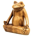 Handmade Frog Meditates Wood Sculpture Indonesia 22 X 19 X 13