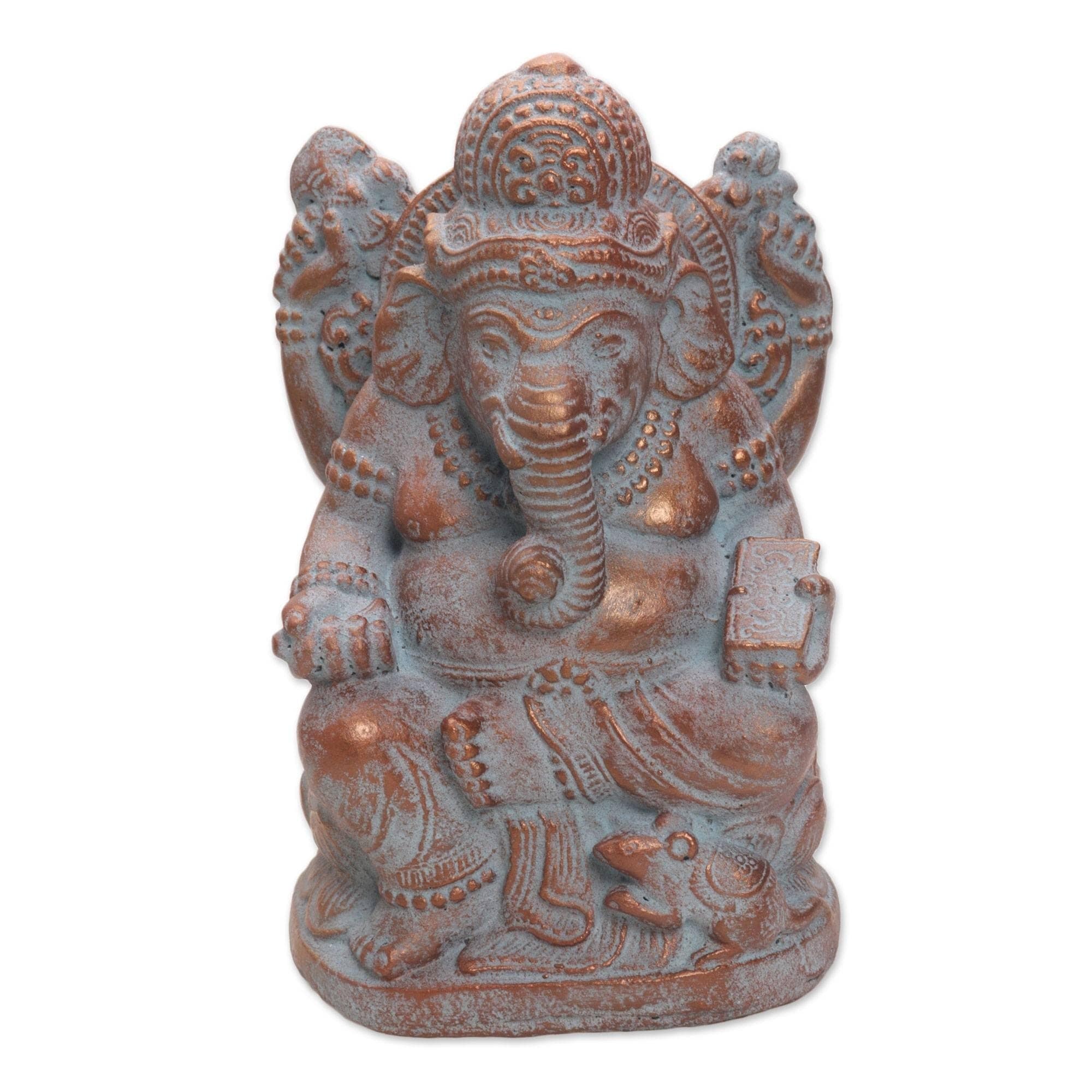 Handmade Ganesha Guardian Cast Stone Statuette Indonesia