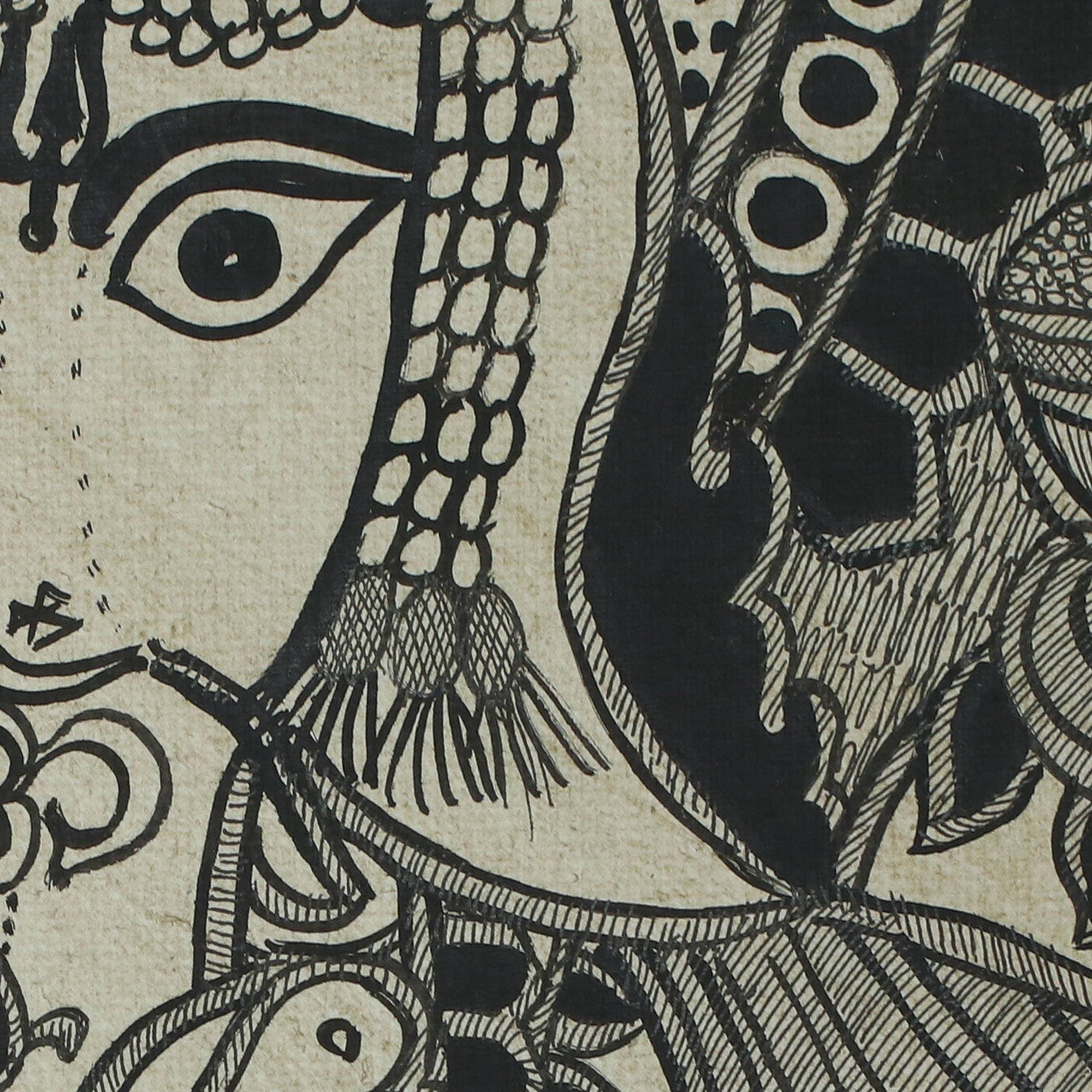 Handmade Ganeshas Feast Madhubani Painting India