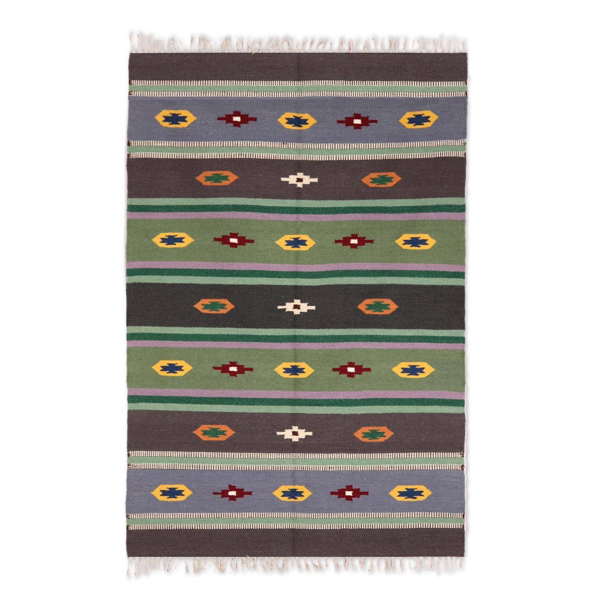 Handmade Garden Of Stars Wool Area Rug India Big