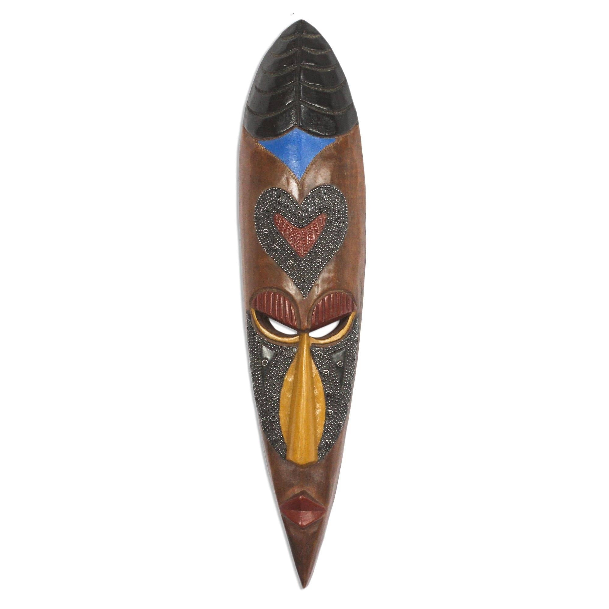 Handmade Ghanaian Love African Wood Mask Ghana