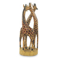 Handmade Giraffe Family Teakwood Sculpture Ghana 35 X 19 X 18