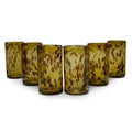 Handmade Glass Tall Tortoise Shell Drinking Glasses Set Of 6 Mexico