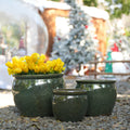 Handmade Glazed Ceramic Planter Set Of 3 15 12 9 Inch Diameter Solid Glossy Finish