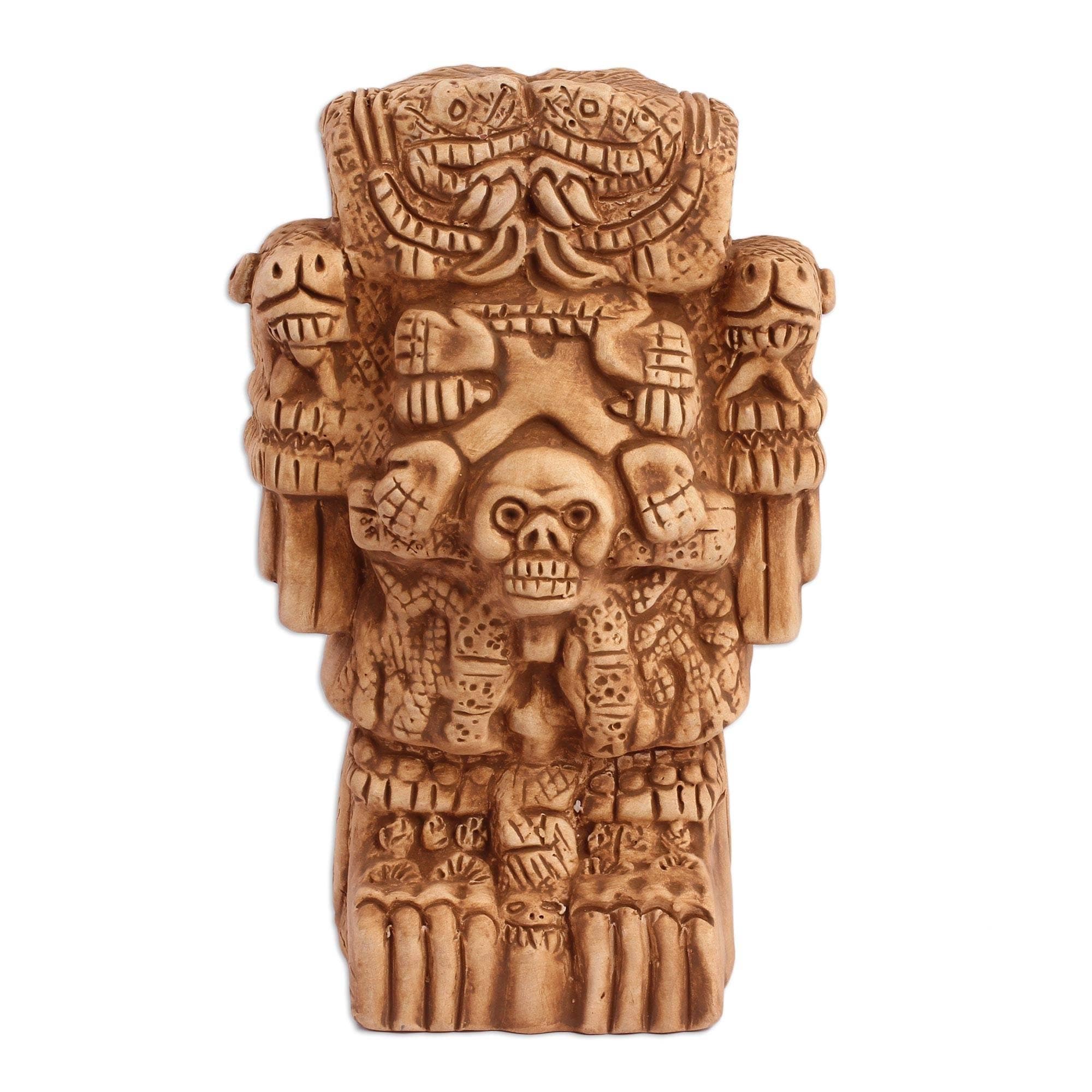 Handmade Goddess Cuatlicue Large Ceramic Figurine Mexico 37 X 27 X 22