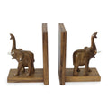 Handmade Good Luck Elephant Wood Bookends Ghana 49 X 20 X 18