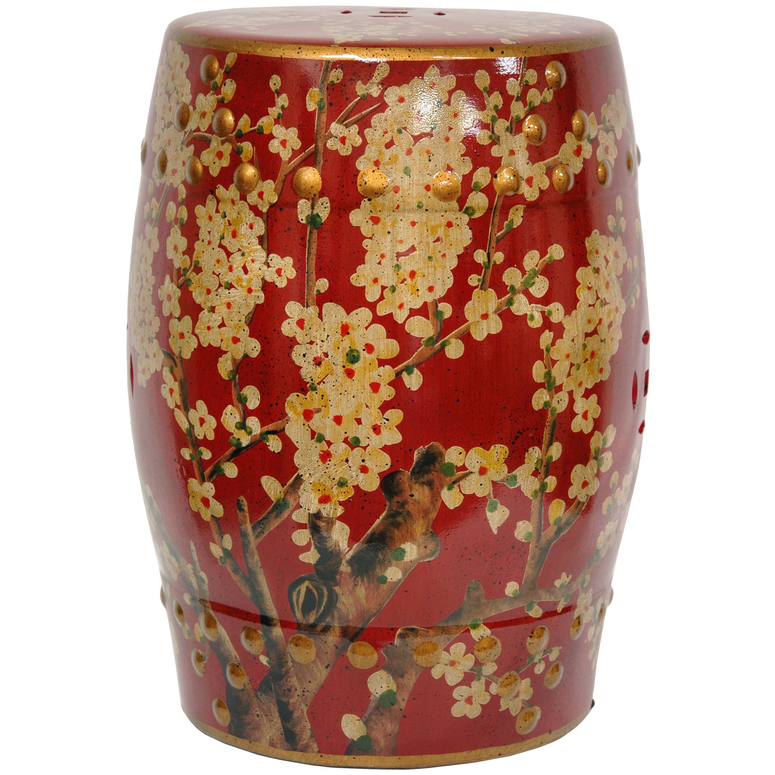 Handmade Green Birds And Flowers Porcelain Barrel Shaped Stool China