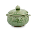 Green Elephant Forest Celadon Ceramic Covered Bowl