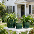 Handmade Green Glazed Ceramic Planter Set Of 3 10 8 6 Diameter