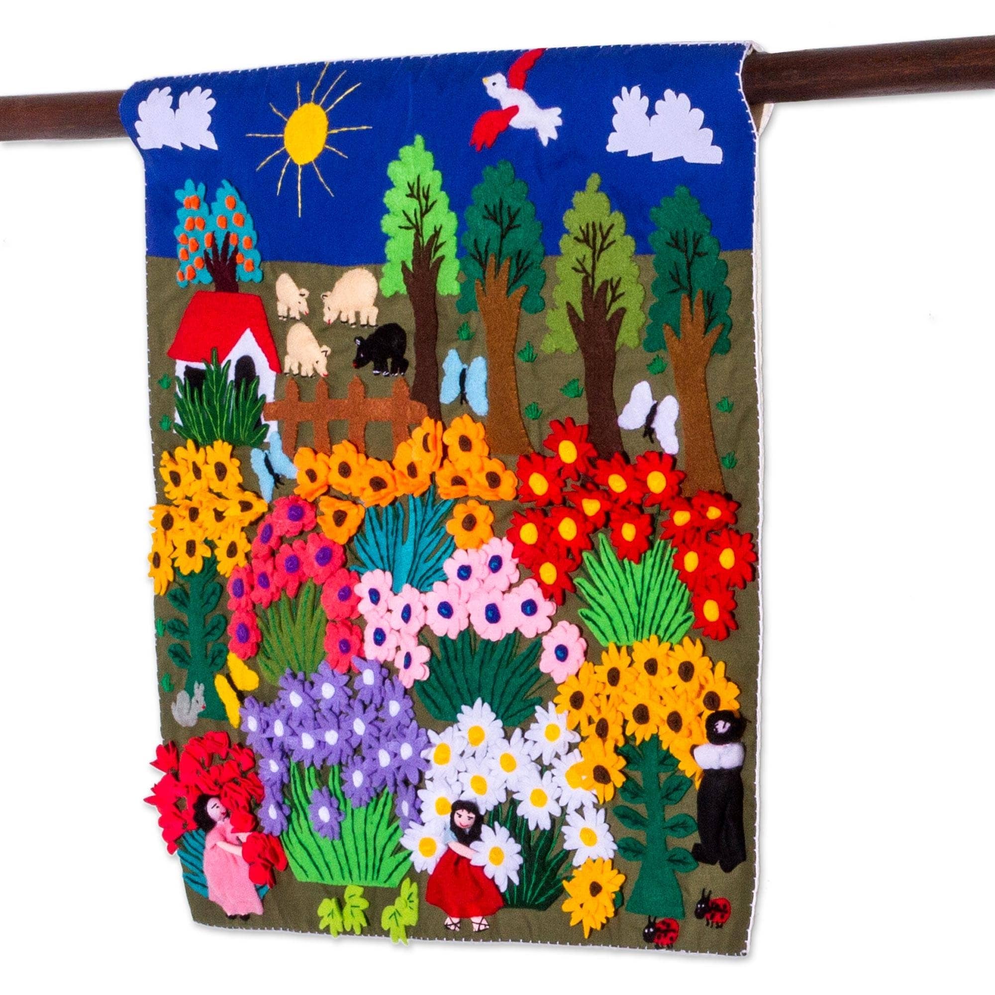 Handmade Harvesting Joy Applique Wall Hanging Peru 31 X 20 X 4