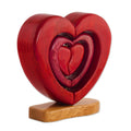 Handmade Heart Trio Wood Sculpture Peru 6.5 H X 6.75 W X 2 D