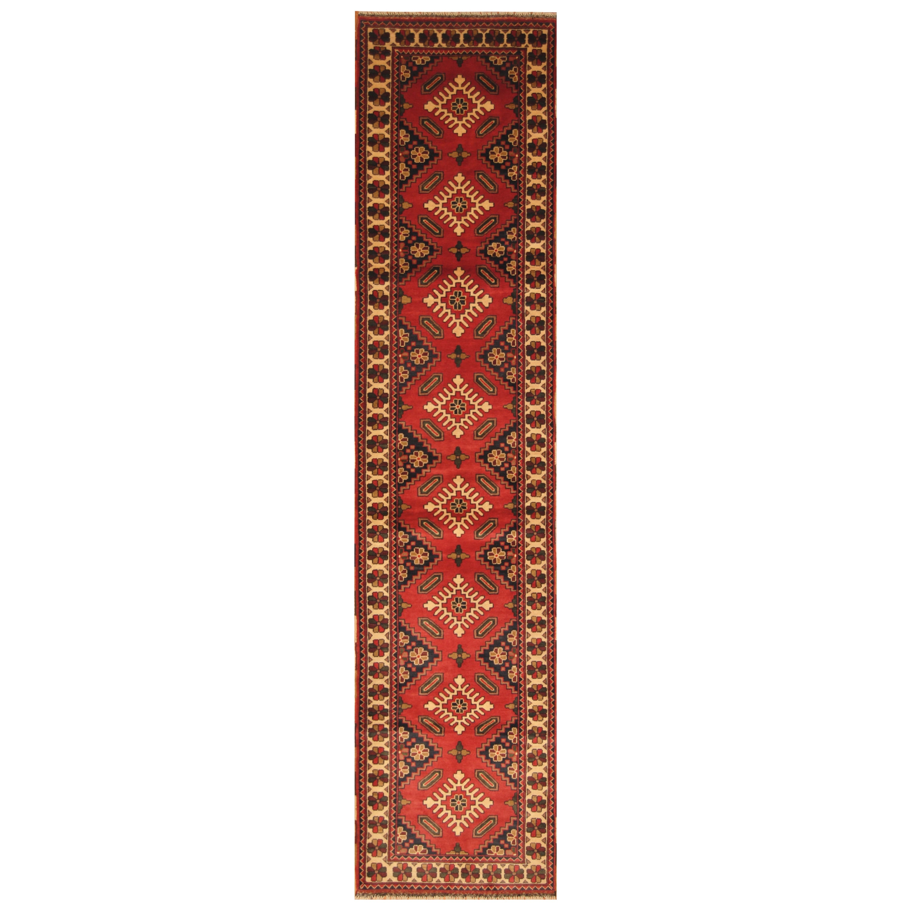 Handmade Herat Oriental Afghan Hand Knotted Kargahi Wool Runner 28 X 121 28 X 121