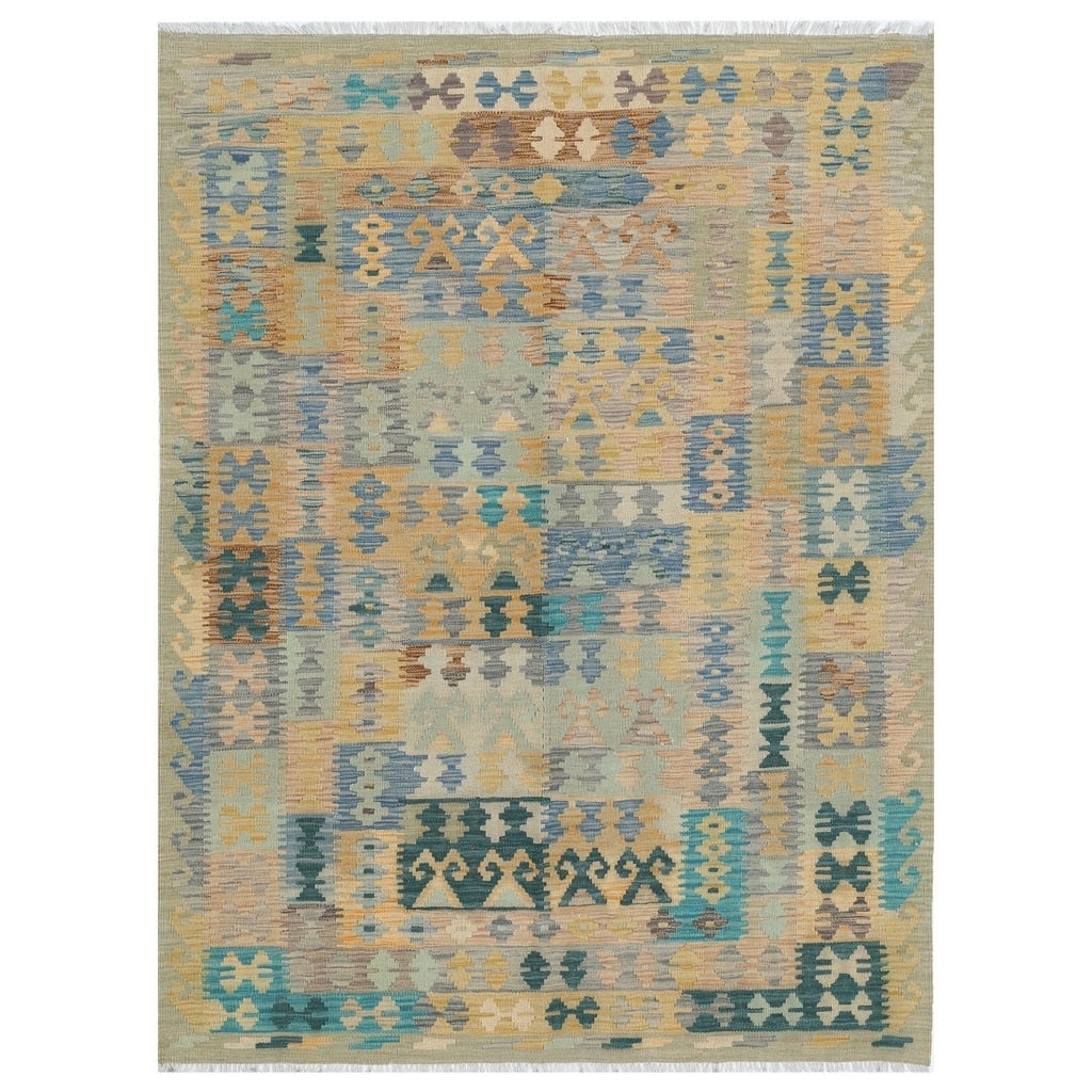 Handmade Herat Oriental Afghan Hand Woven Wool Kilim 49 X 66
