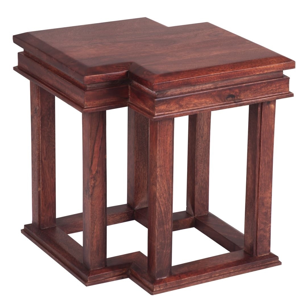Handmade Herat Oriental Double Diamond Accent Table 18 X 17 X 17