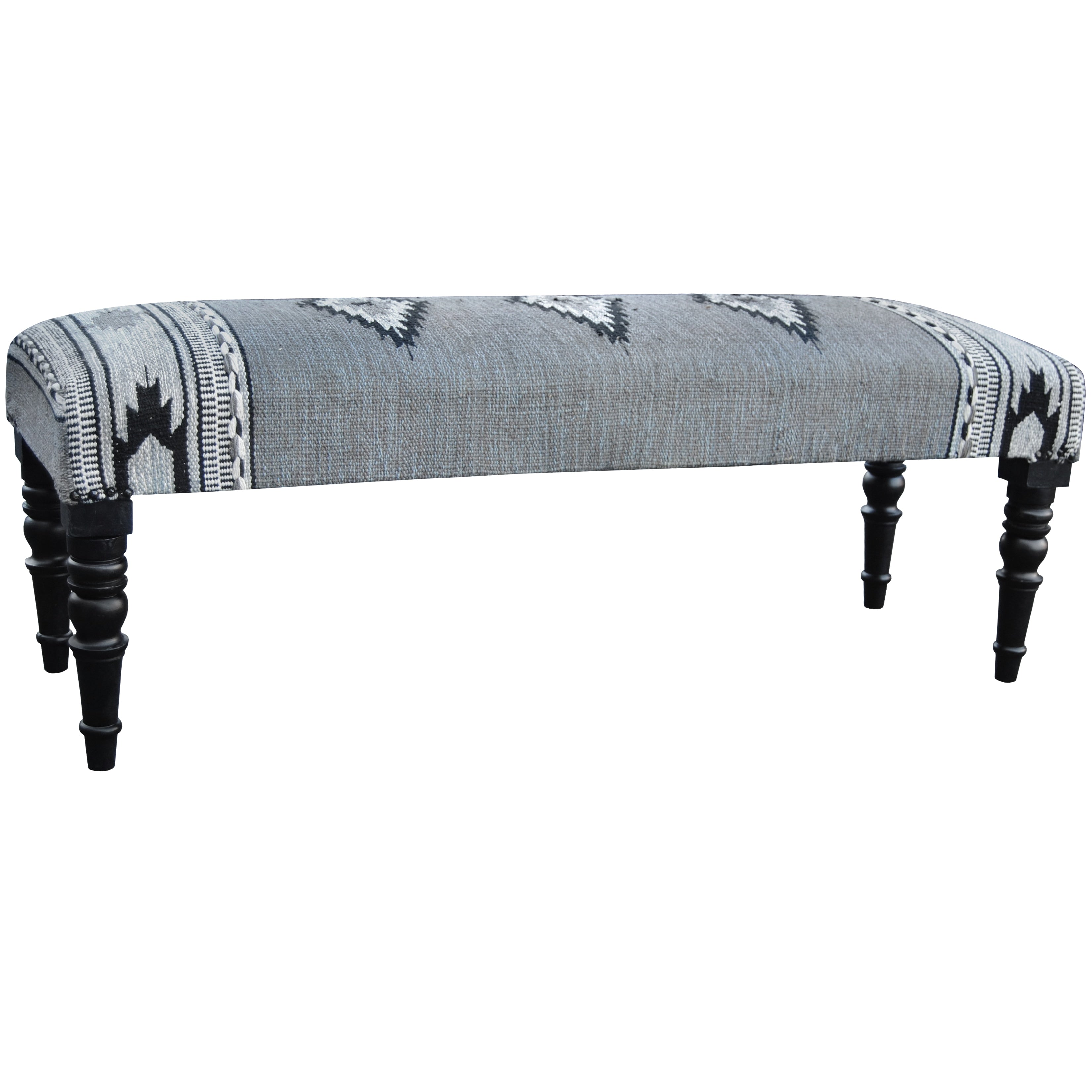 Handmade Herat Oriental Indo Cotton Upholstered Wooden Bench India 48 X 18 X 16