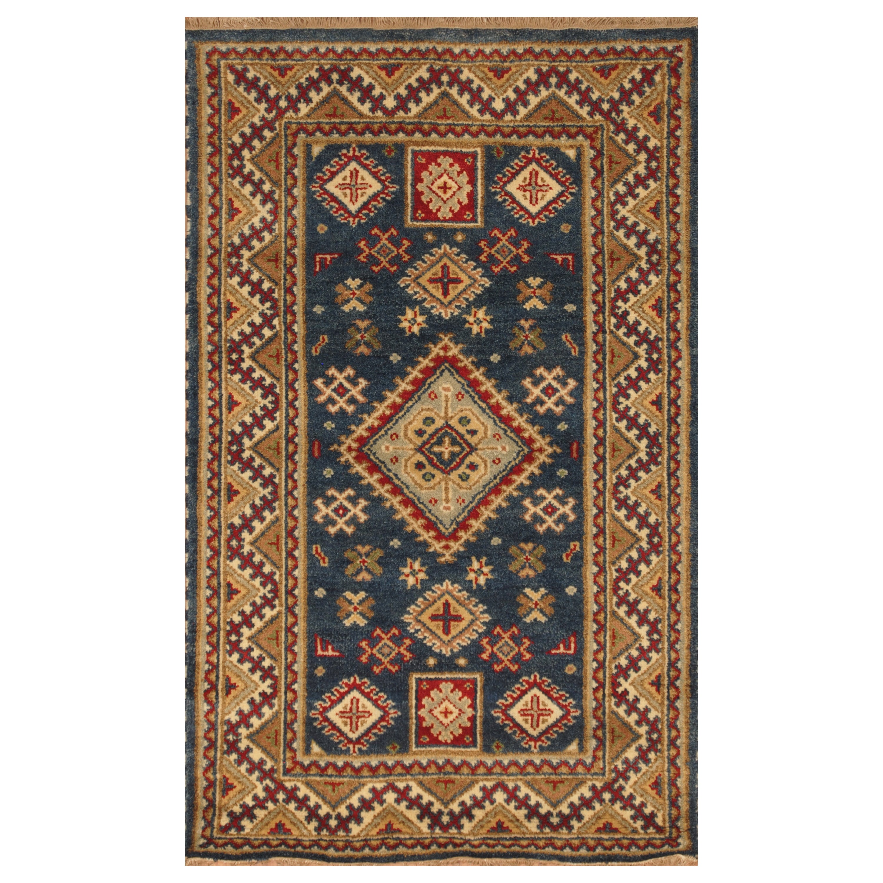 Handmade Herat Oriental Indo Hand Knotted Kazak Wool Rug India 3 X 5