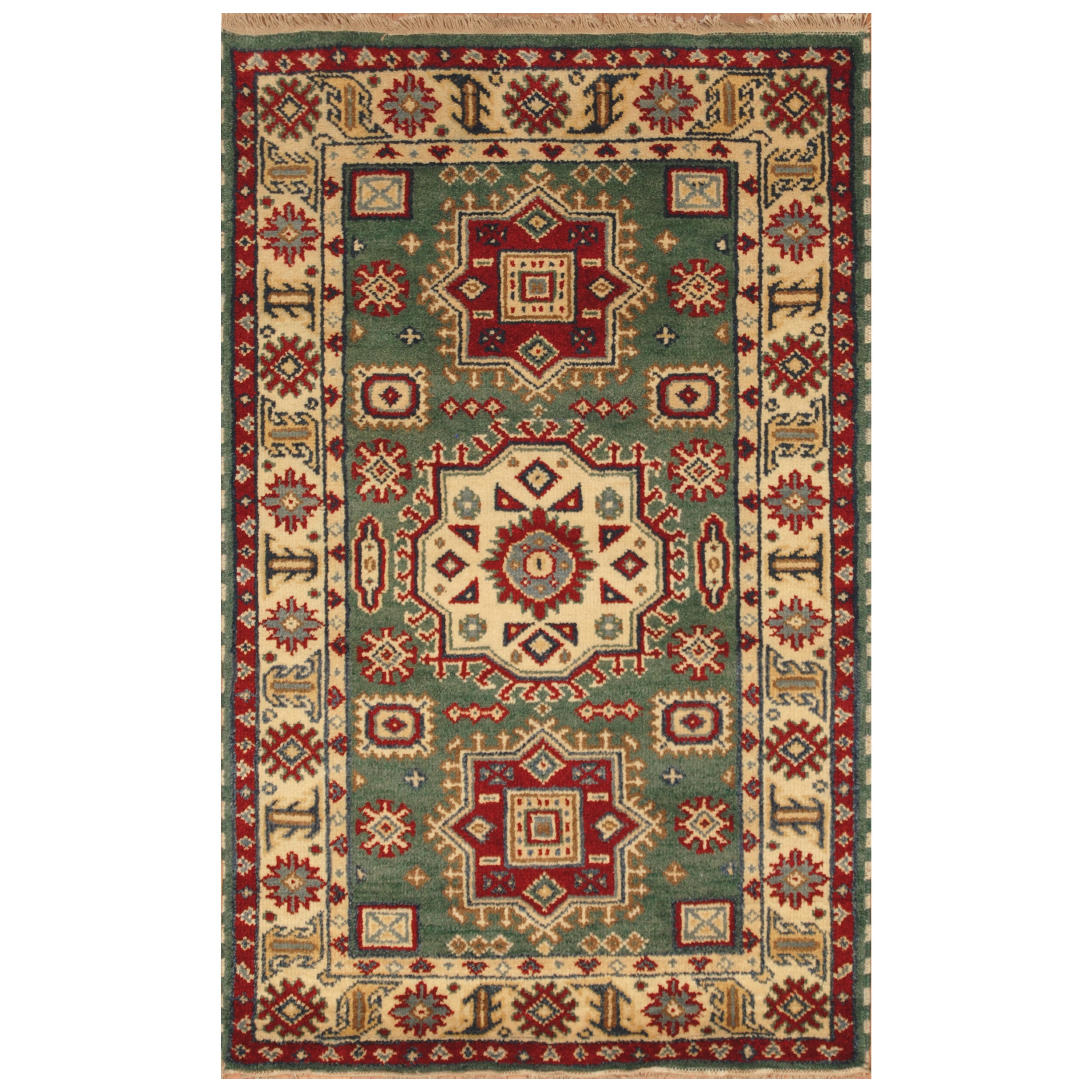 Handmade Herat Oriental Indo Hand Knotted Kazak Wool Rug India 3 X 5