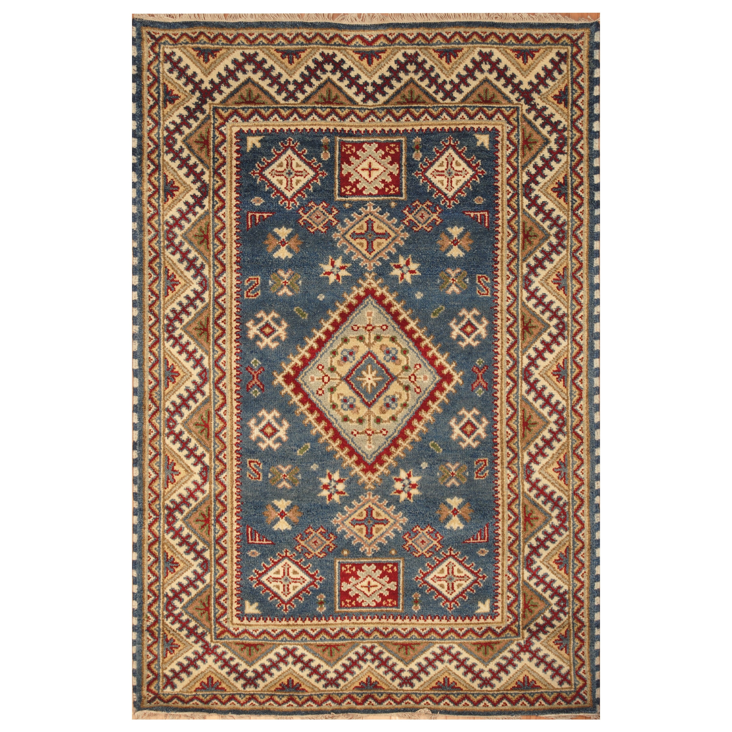 Handmade Herat Oriental Indo Hand Knotted Kazak Wool Rug India 4 X 6