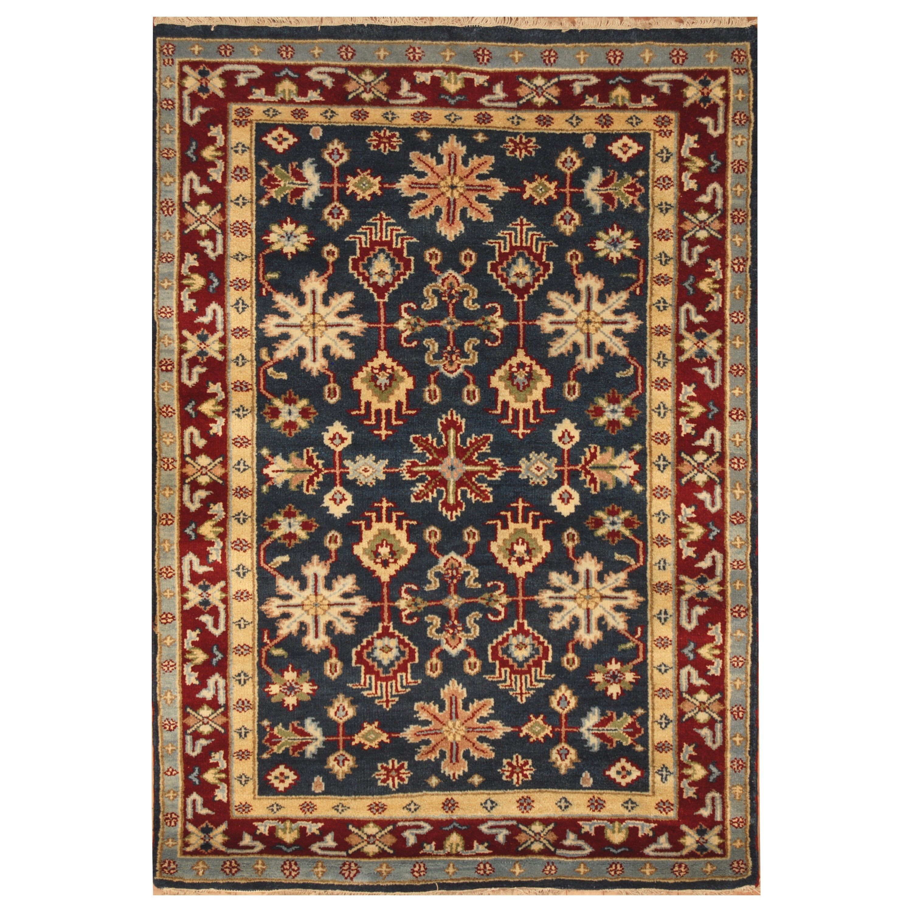 Handmade Herat Oriental Indo Hand Knotted Kazak Wool Rug India 4 X 6